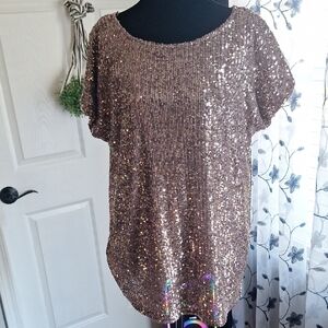 Cable & Gauge Bronze Sequin Blouse